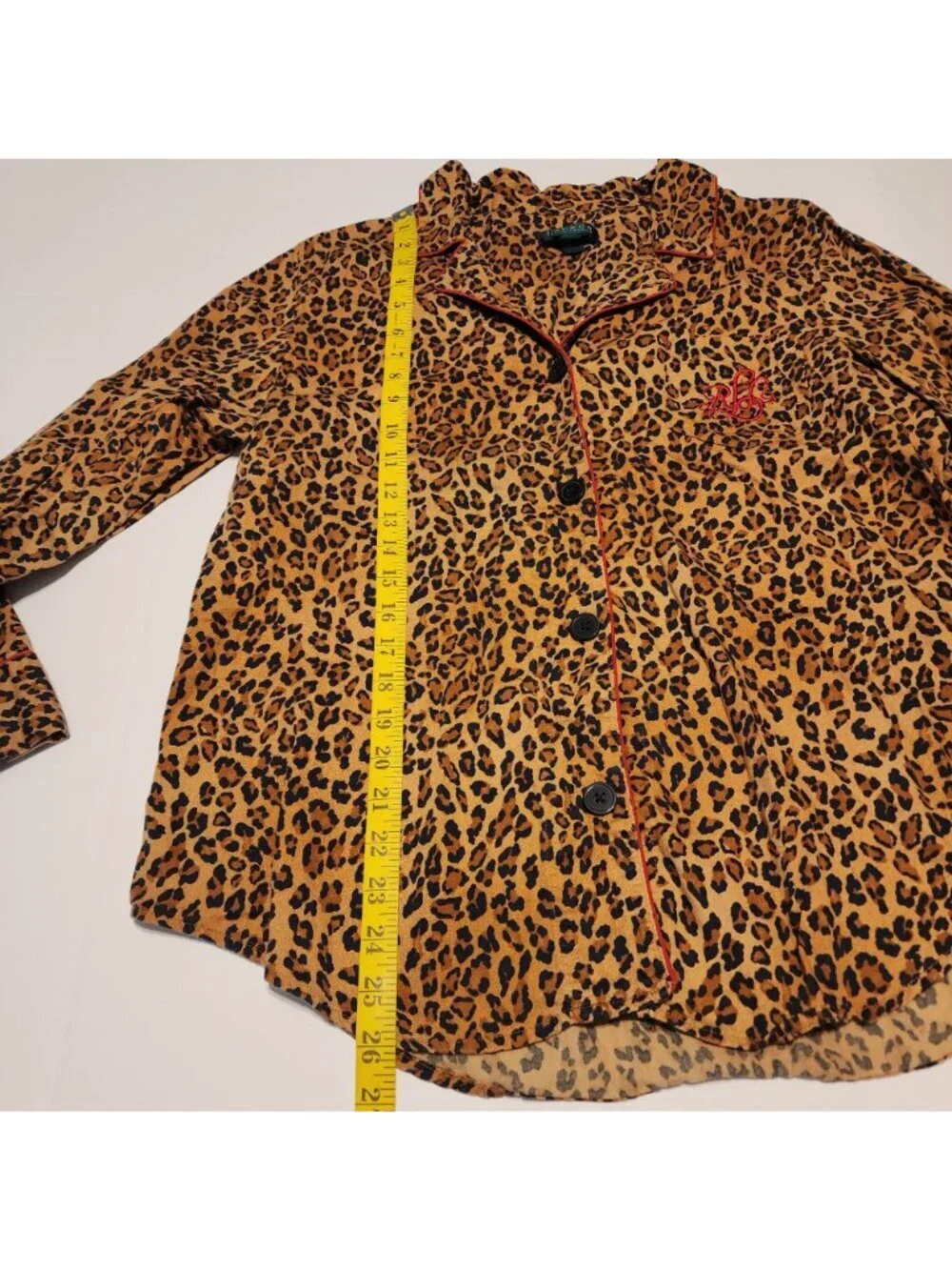 Lauren Ralph Lauren sz XL women pajama top animal print embroidered logo pocket